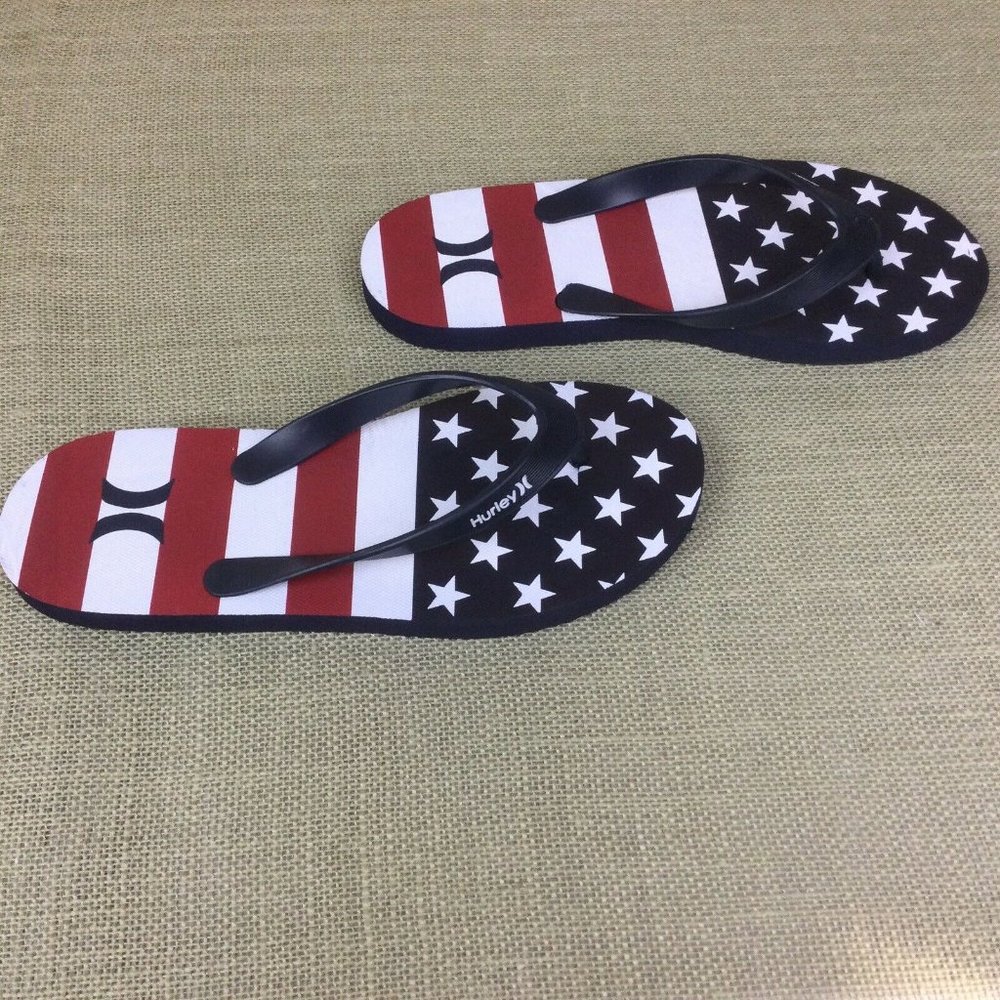 Hurley Merica Flip Flop Sandals USA Flag - Picture 3 of 6